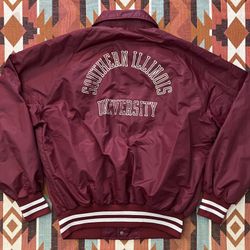 Vtg MVP Southern Illinois University Cougars Satin Bomber Jacket XL Made in USA