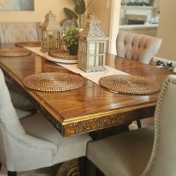  SOLID WOOD , CARVED TABLE