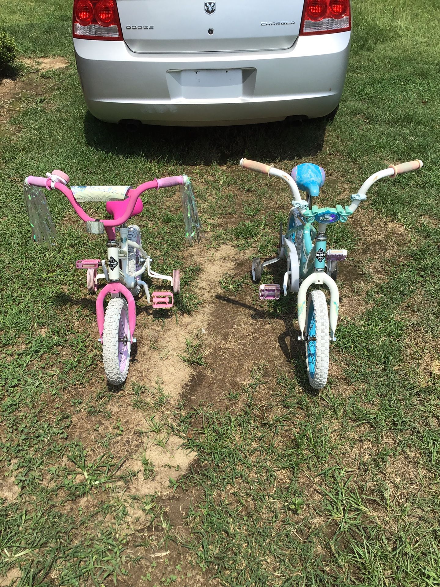 Frozen bicycles with training wheels