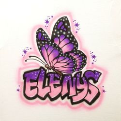 Airbrush T-shirt Design Graffiti Name With Butterfly 