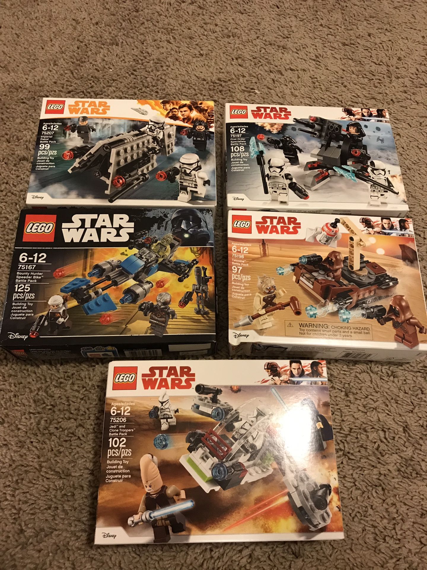 Sealed LEGO StarWars Battle pack collection Imperial Patrol Bounty Hunter Jedi Clone Trooper First Order Tatooine