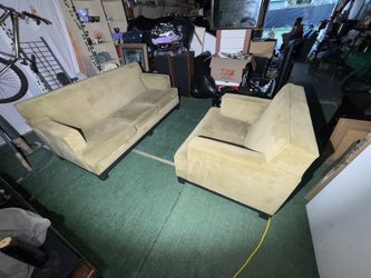 Beautiful Cozy Tan Couch & Oversized Armchair