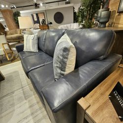New Admiral Blue Leather Sofa