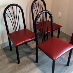 MUST GO BY 5/26 Post modern 90s red black metal tube cushion dining chair office home restaurant sturdy minimalist 