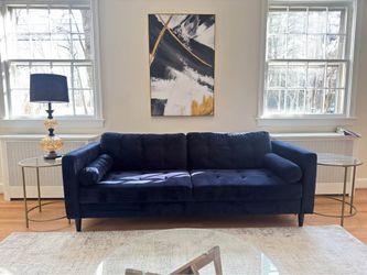 Blue Velvet 3-Seater Sofa