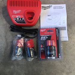 NEW Milwaukee M12 Batteries + Charger