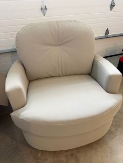Modern Grey Swivel Barrel Chair