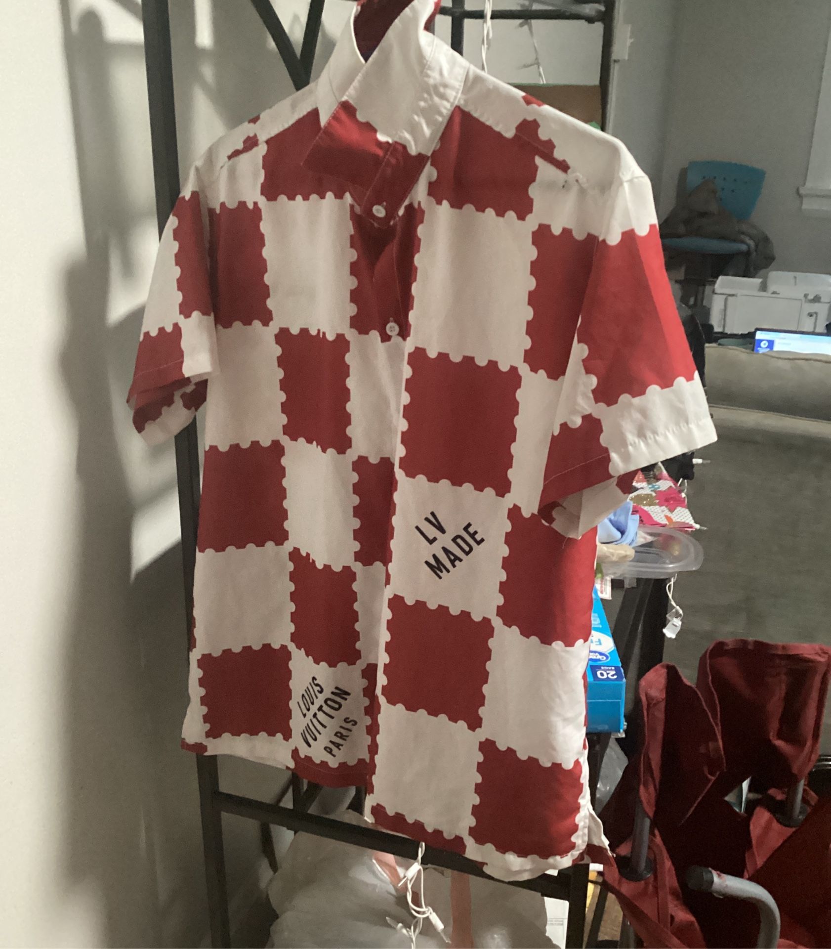 Red Louis Vuitton Button Up Shirt
