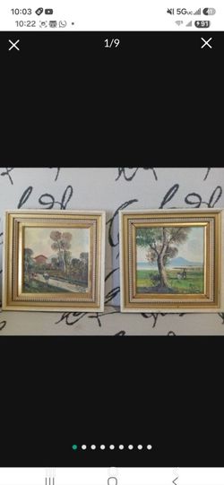 Originally 2 Beautiful Old  Collection Pictures- Oil Paintings  Signs  Petrilli..italian  Painters..very Rare Collection..beautiful  Frame.8.5x8.5 Inc