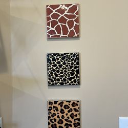 Set of 3 trivet Animal Print Wall Art