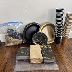 Black & Gold Party Supplies (Some Birthday / Some 50)