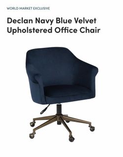 World Market Declan Navy Blue Velvet Upholstered Office Chair