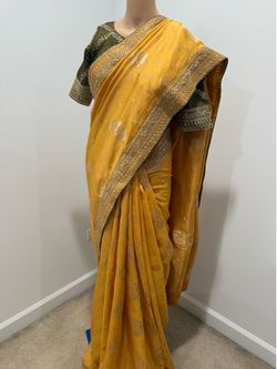 Bridal saree Banaras crepe silk saree with blouse