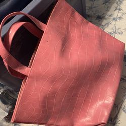 Ladies Pink Faux Leather Tote