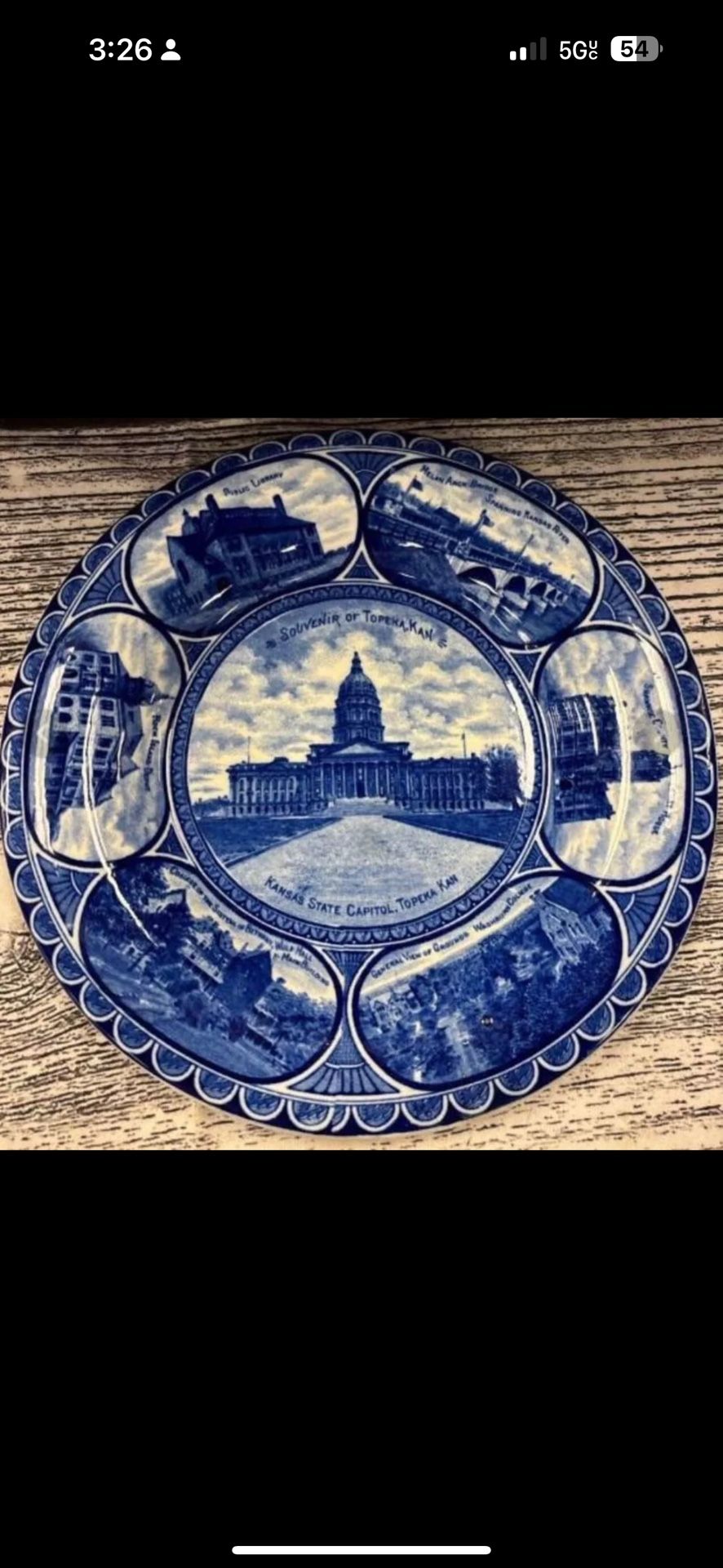Rowland&Marsellus Co Topeka KS Souvenir Commemorative Cobalt Plate