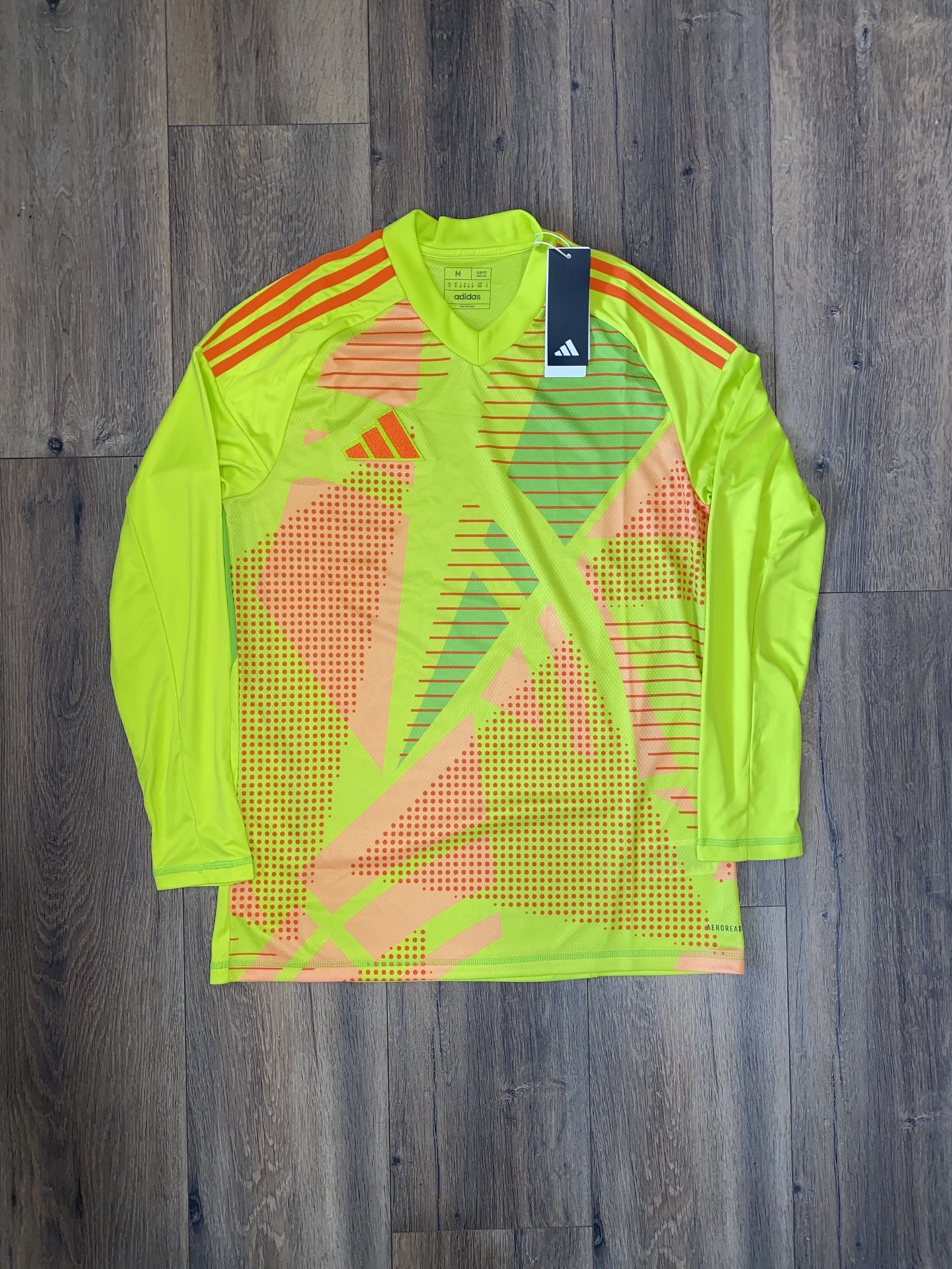 Adidas Goalkeeper Long Sleeve Jersey Neon Yellow Green Slim Fit New Size M