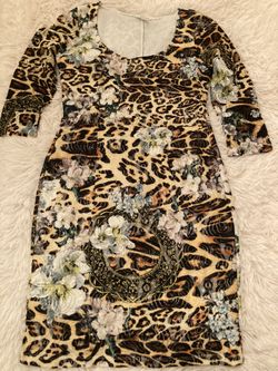 Venus Woman’s Floral Leopard Print Party Cocktail Dress