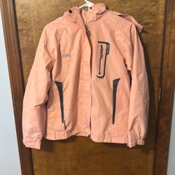 Diamond Candy Pink Full Zip Windbreaker Rain Jacket Womens Size Small