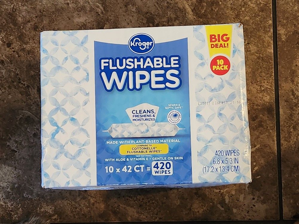 Brand New Box Of Kroger Flushable Wipes 420 Count