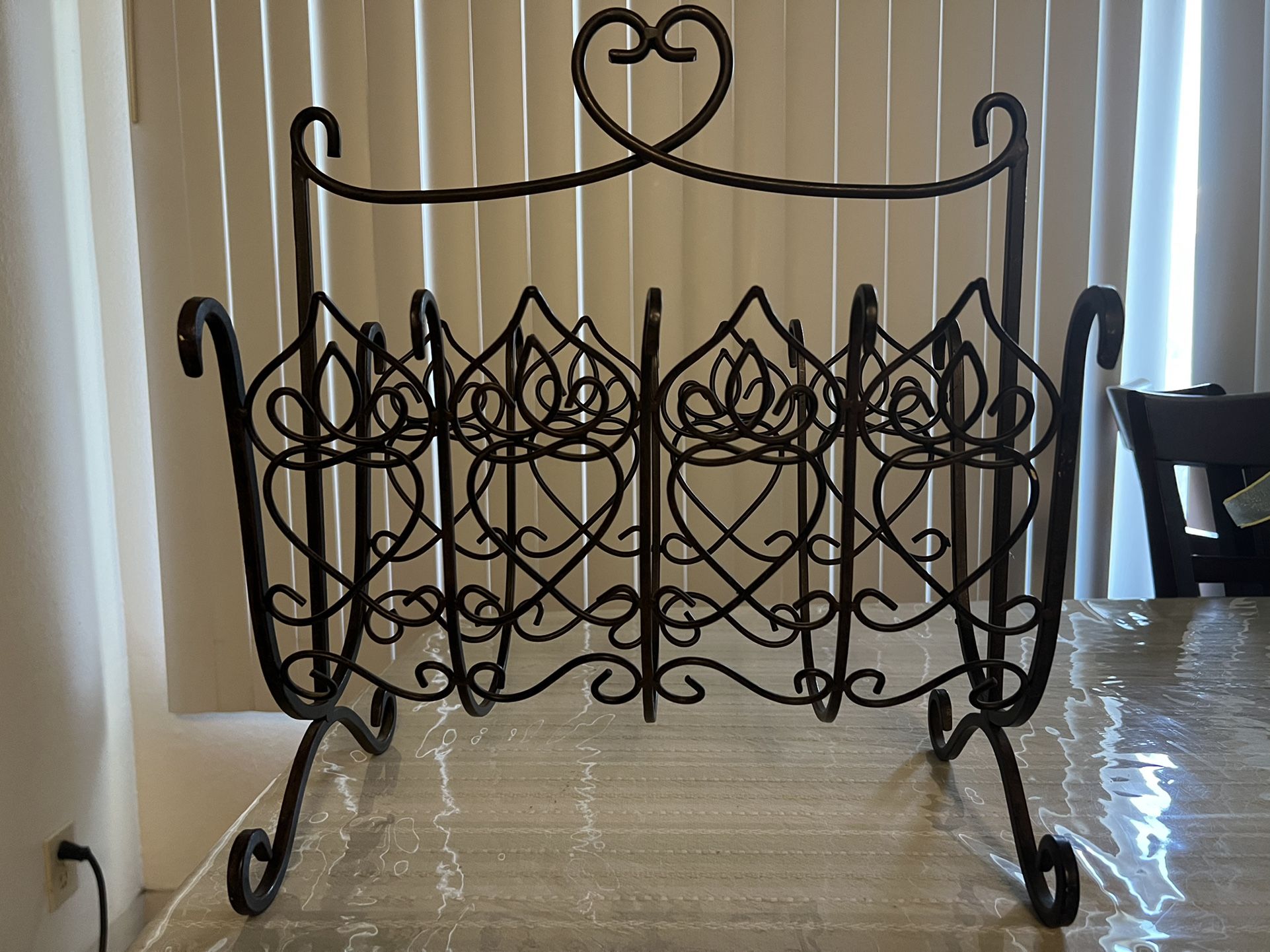 Black iron magazine rack