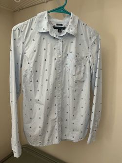 Tommy Hilfiger Classic Fit Light Blue Anchor Print Shirt - Size XS