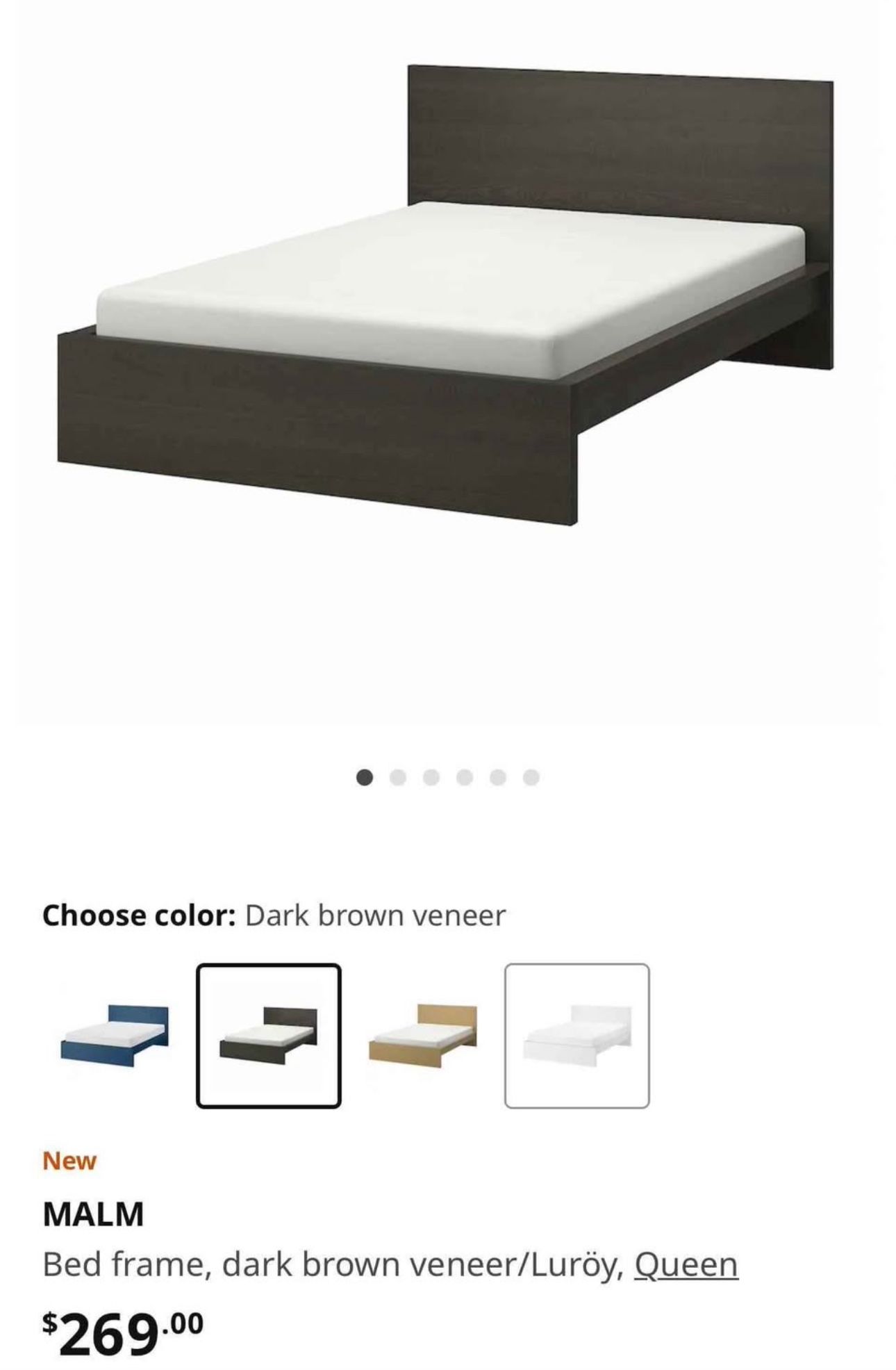 KEA MALM Queen Bed Frame (Dark Brown Veneer)