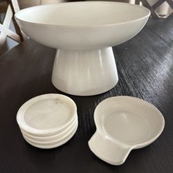 Pottery Barn Fruit Bowl, Coasters,spoon Rest