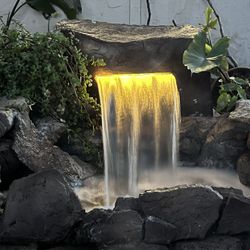 Swimming Pool Patio Make OverRock-fountains-rock- Rock Patios