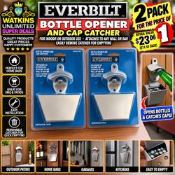 🔥 2-PACK EVERBILT BOTTLE OPENER & CAP CATCHER – 2 FOR THE PRICE OF 1! 🔥