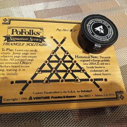 POFOLKS TRIANGLE SOLITAIRE PEG BOARD GAME 1988 METAL PEGS

