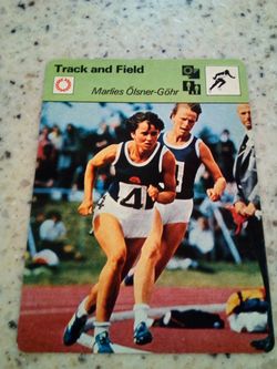 Vintage 1978 sportscaster track and field/ marlies olsner- gohr/ the 11 second " barrier"/ olympic collector card # 47-08