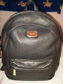 Black leather backpack