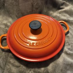 Le Creuset Signature enameled cast iron braiser in the color Flame
