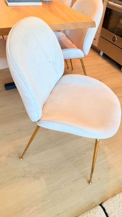 Set of 6 - Light Blush Velvet Dining Chairs with Brass Legs — Set of 6