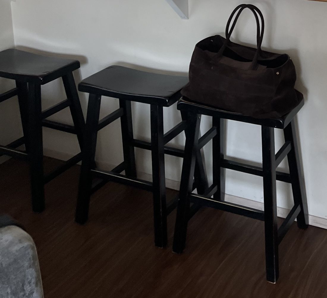 Black Wood Counter Stools - Set of 3