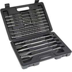 17-Pieces Concrete Rotary Hammer Drill Bits Set & Chisels (SDS PLUS) w/Carrying Case

