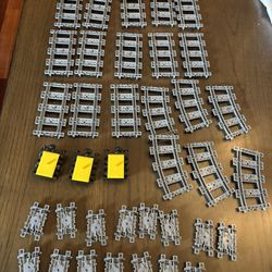 LEGO Lot Train Tracks Rails Curved Straight Gray & More