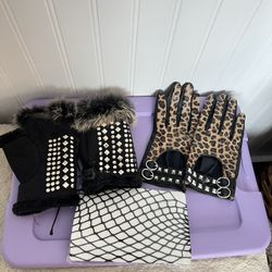 cute hat and gloves set  size 10/12 girl