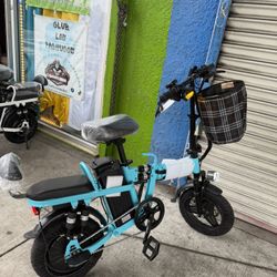 FOLDING ELECTRIC BIKE 500W-25MPH-MAX RANGE 50(PAS)ALARM.TURN LIGHTS.FUL SUSPENSION   2 Seater Electric Bike for Adults, 750 Peak 14" Folding Electric 