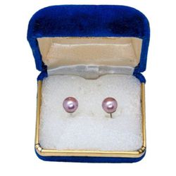 Natural Lavender Pearl Stud Earrings 