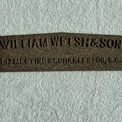 Cast Iron Building Marker William Welsh & Son Charleston SC