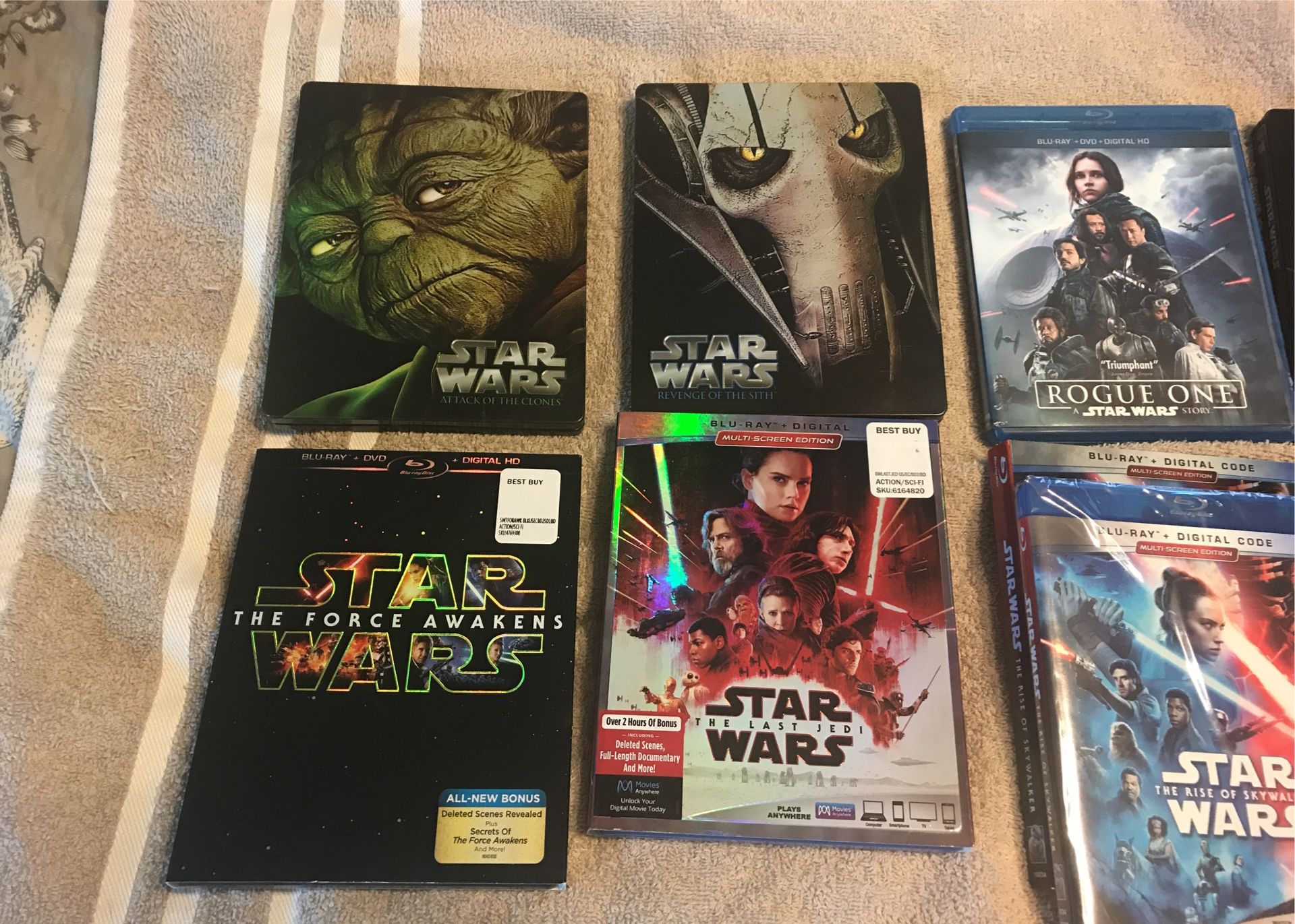 Star Wars Lot,(Star Wars 2,3,4 & 6) Are Steel books,Indiana Jones Lot,(Raiders Is A Steel book),+ 2 More Blu Rays L@@K!!!