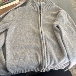 Zip Up Boys Cardigan, Gray Size 7/8