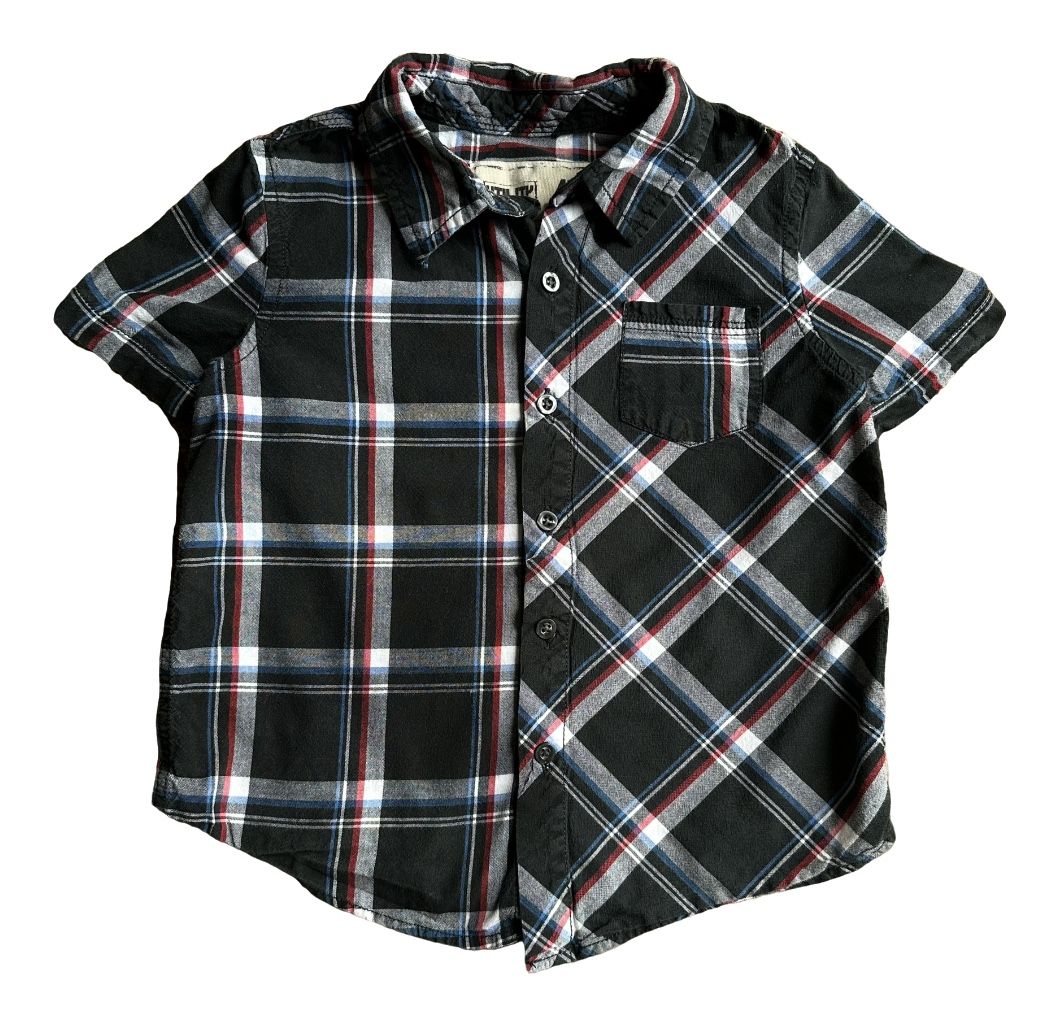 Boys Button Down Plaid Short Sleeve Shirt 4t