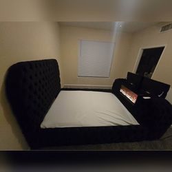 Price cut King or Queen size TV bed frame with fireplace USB and Speakers
