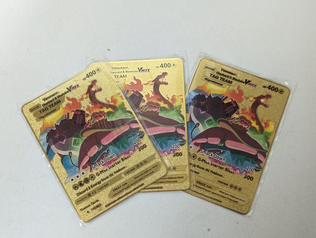 Custom Art Pokemon Metal TCG Trading Cards Lot Of 7