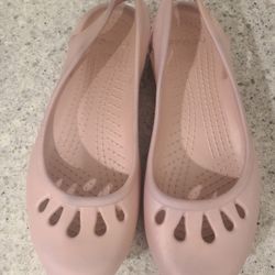 Crocs Light Pink Kadee Flats Ballet Sling Back Cut Out Shoes Women's Sz 9