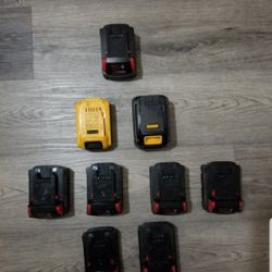 9 Of Milwaukee M18 Batteries  & dewalt (For Parts)