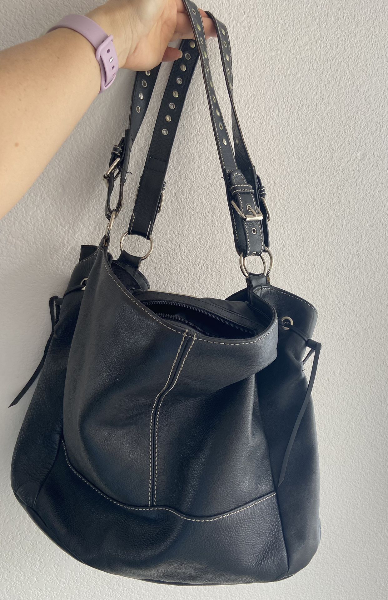 Robert Pietri Black Leather Hobo Shoulder Bag/Tote