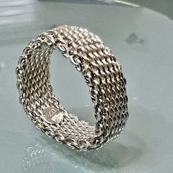 Tiffany & Co Sterling Silver Ring Mesh Ring “Size 10 1/2  “L@@K”